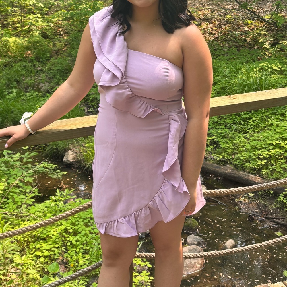 REVOLVE One-Shoulder Lavender Dress